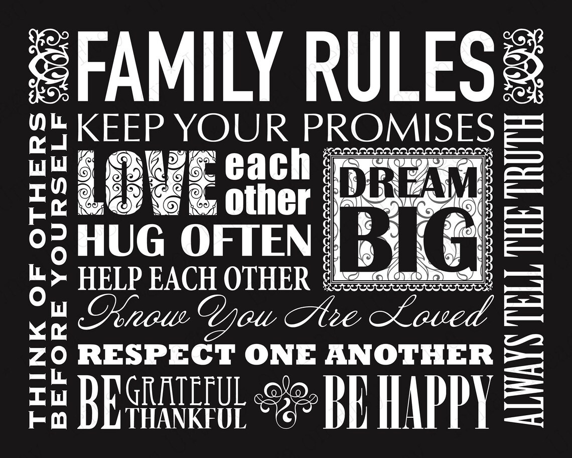 Family Core Values Sign PRINTABLE Family Rules Sign, 8x10 16x20 House Rules Wall Art, Digital ...