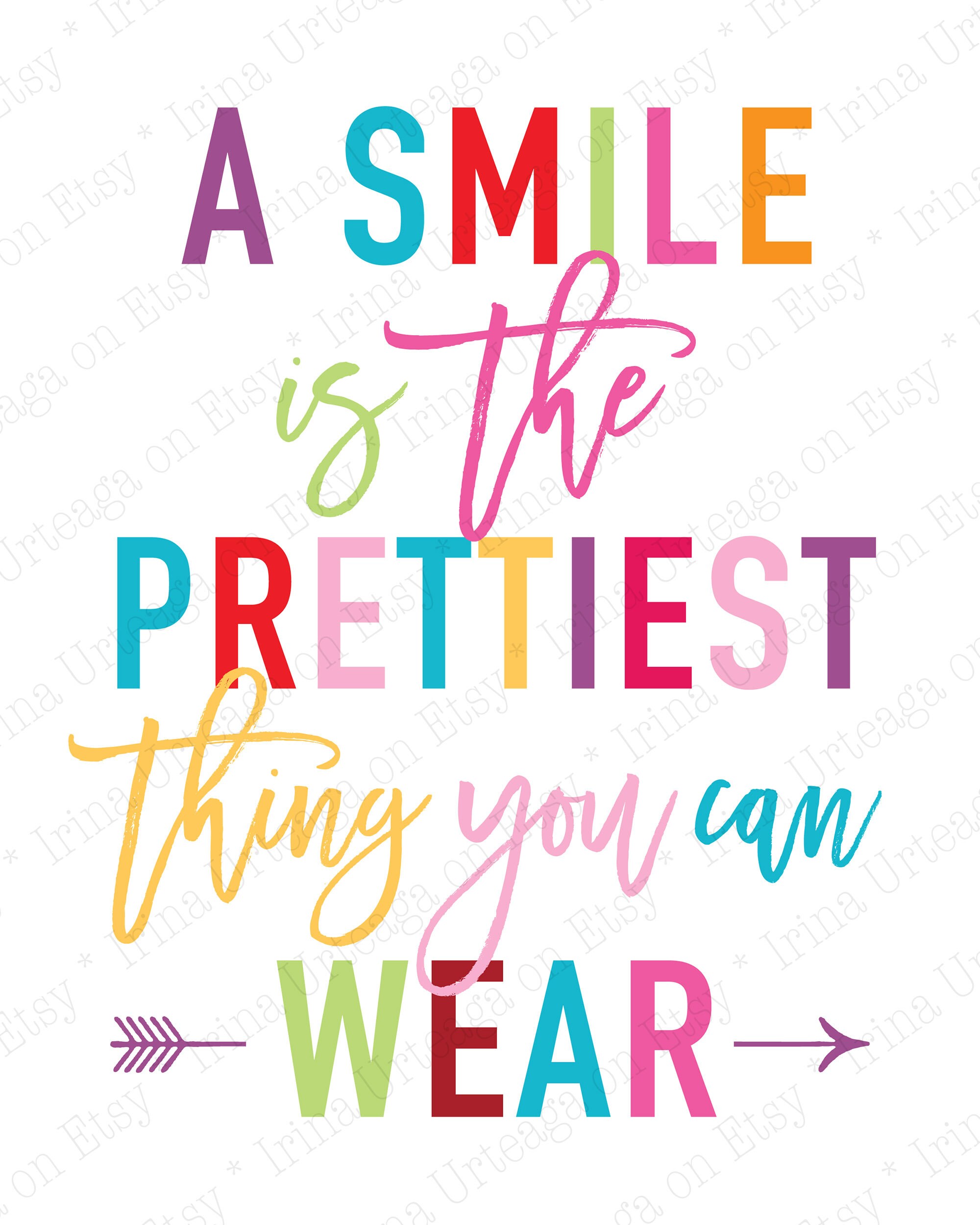 A Smile Is The Prettiest Thing You Can Wear Printable Poster Etsy