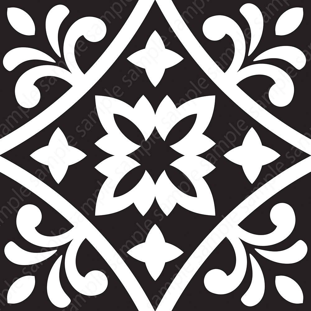 Black White Tiles Printable Wall Art Set of 4 8x8 Geometric Etsy