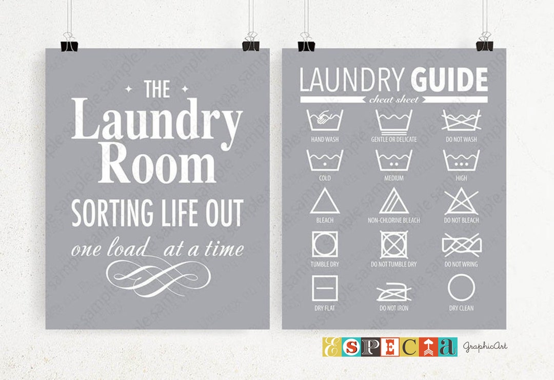 Laundry Symbols Printable Wall Art for Laundry Room Decor, Set of 2 ...