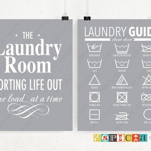 Laundry symbols Printable wall art for Laundry Room Decor, set of 2 8x10 Washing instructions Digital Download Prints JPG