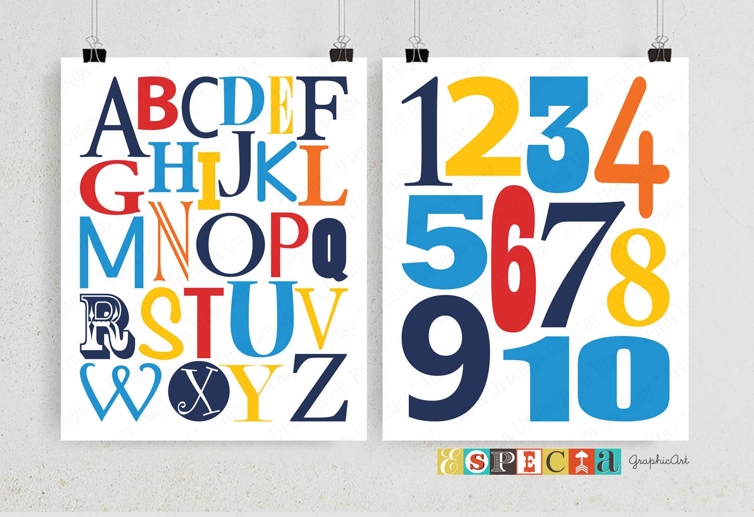 Abc and 123 Alphabet Poster Printable Wall Art for Toddler Boy Etsy