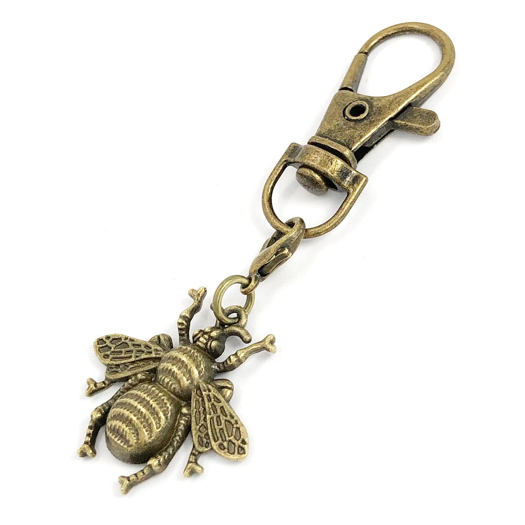 Bee Bag Charm Zipper Pull Keychain: Vintage Style Insect Purse Charm ...
