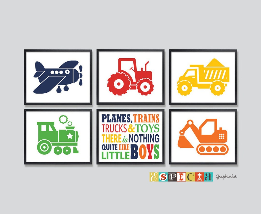 PRINTABLE Boys Room Decor Transportation Wall Art Set of 6 Prints for ...