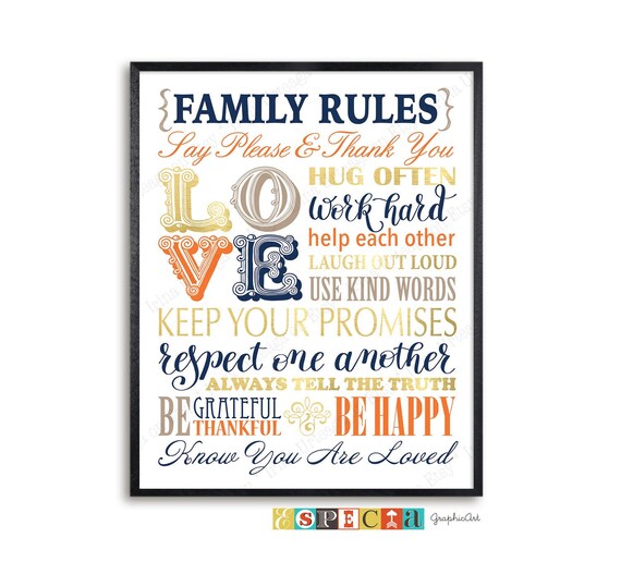 Familie Regeln Druck Druckbare Wand Kunst 8 X 10 Und 11 X 14 Etsy