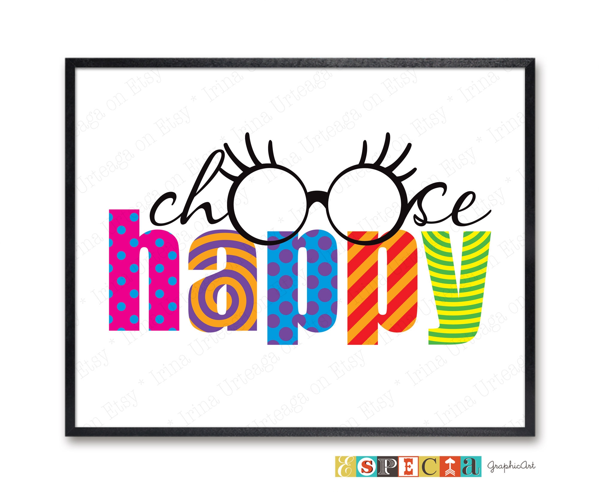 Choose Happy Printable Wall Art Print, 8x10 11x14 Colorful ...