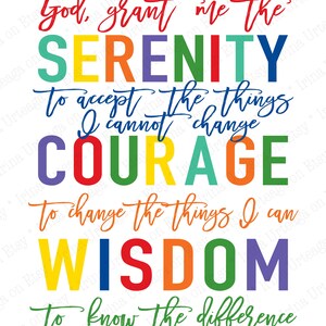 Serenity Prayer Printable Wall Art, God Grant Me the Serenity Courage ...