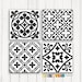 Black and White Digital Tiles, Printable Wall Art Set of 4 8x8 ...