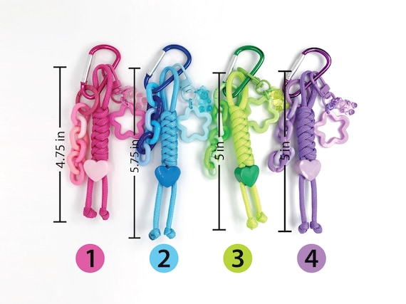 Paracord Bag Charm: Heart and Star Keychains With Chain Links