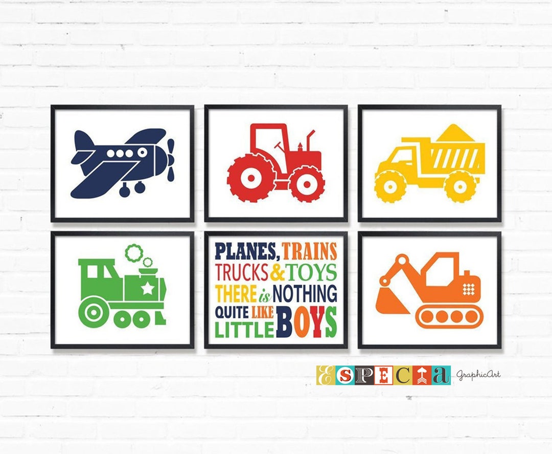 Trucks Theme Printables for Toddler Boy Nursery Decor, Set of 6 8x10 ...