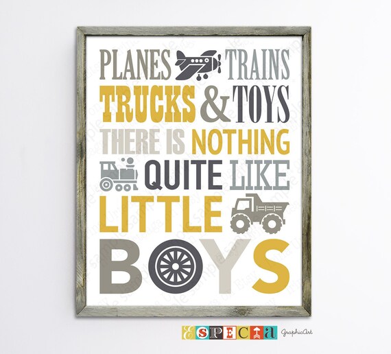 Planes trains trucks and toys Boys room wall art Printable Etsy