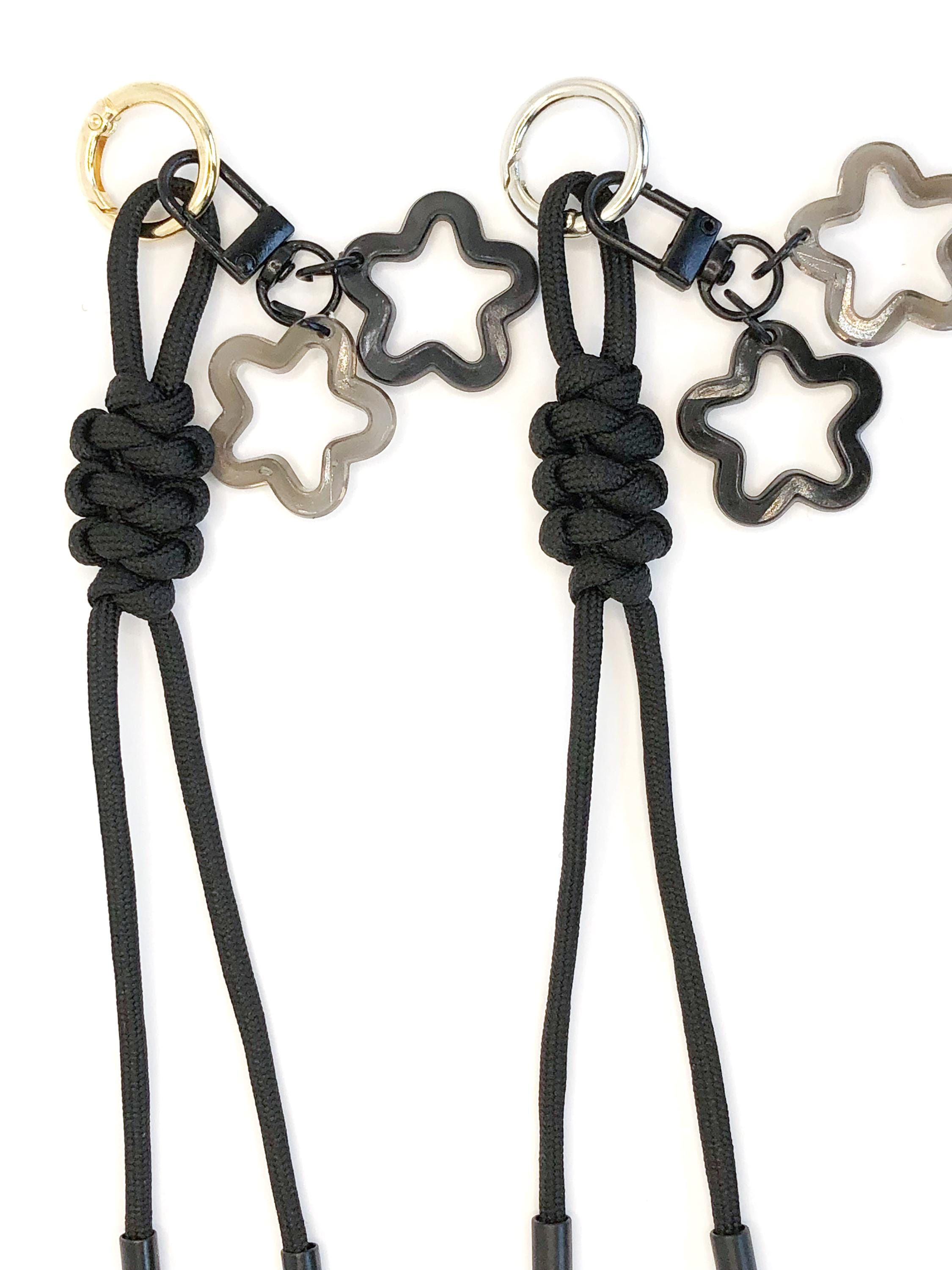 Key Charm Two Ropes Black Rope Paracord Bag Charm Keychain With Star: Handmade Bag Charm ...
