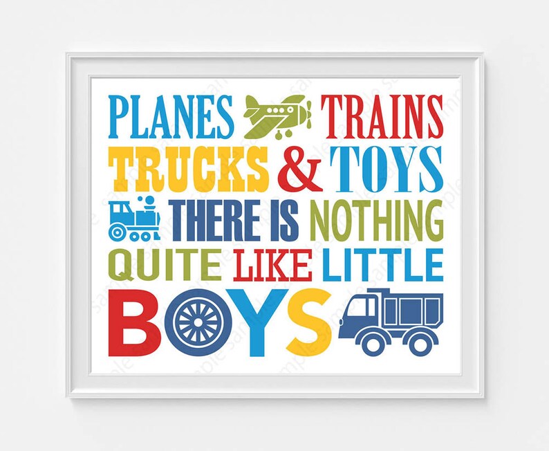 Planes Trains Trucks and Toys Printable Sign for Toddler Boy Etsy