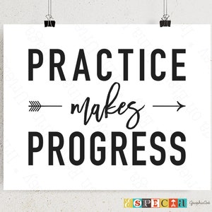 Practice makes progress Printable wall art print for DIY kids room, classroom decor, 8x10 11x14 digital download poster, homeschooling decor