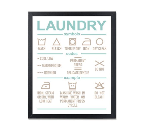 Items similar to Laundry Symbols, Laundry Guide Wall Art, Laundry Instructions, Laundry Codes