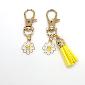 Small Flower Keychain Bag Charms Key Holder Phone Bag Charm with Mini Tassel Key Holders Handbag or Purse Charm Bag Accessories Gift for Her
