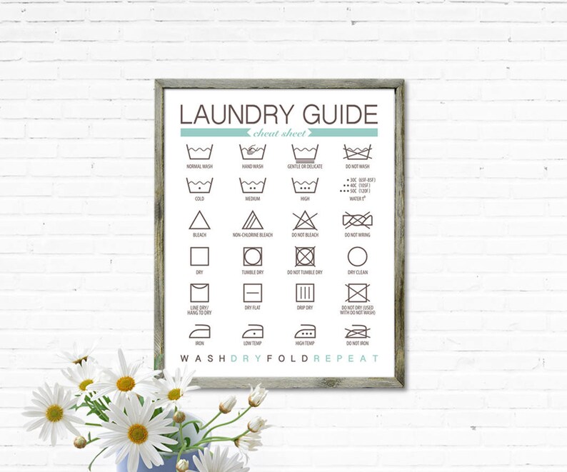 Printable Laundry guide for Laundry Room decor 8x10 11x14 Etsy