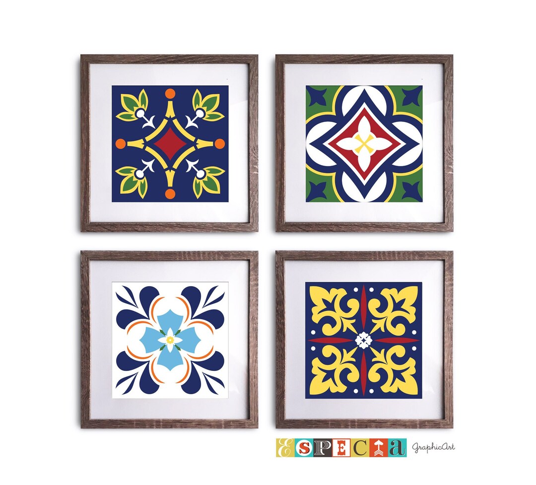 Mosaic Tile Wall Art PRINTABLE Decor in Custom Colors, Dining Room