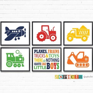 PRINTABLE Boys Room Decor Transportation Wall Art Set of 6 Prints for ...