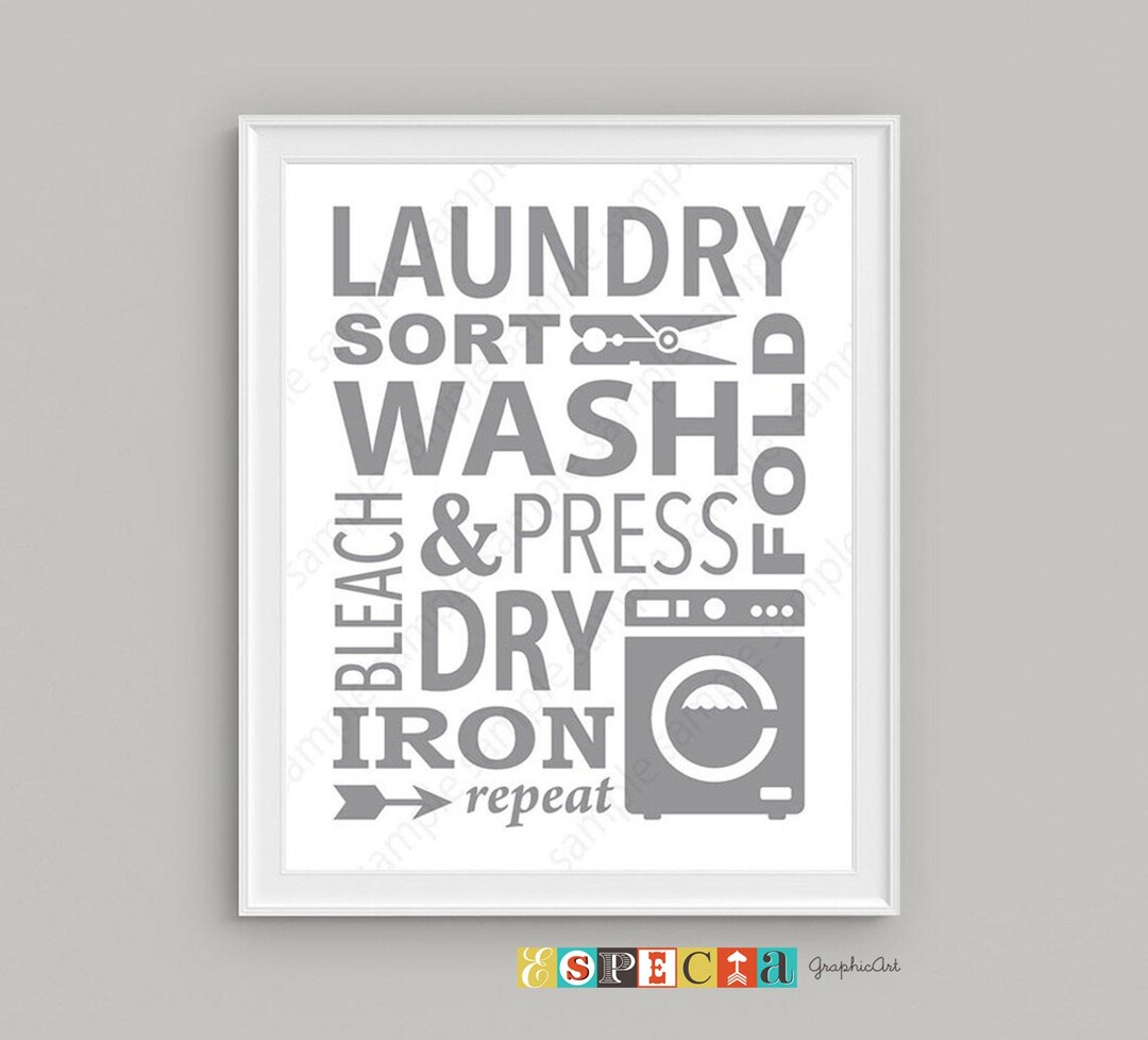 Wash Dry Fold Laundry Room Decor Printable Utility Room Poster, Instant ...