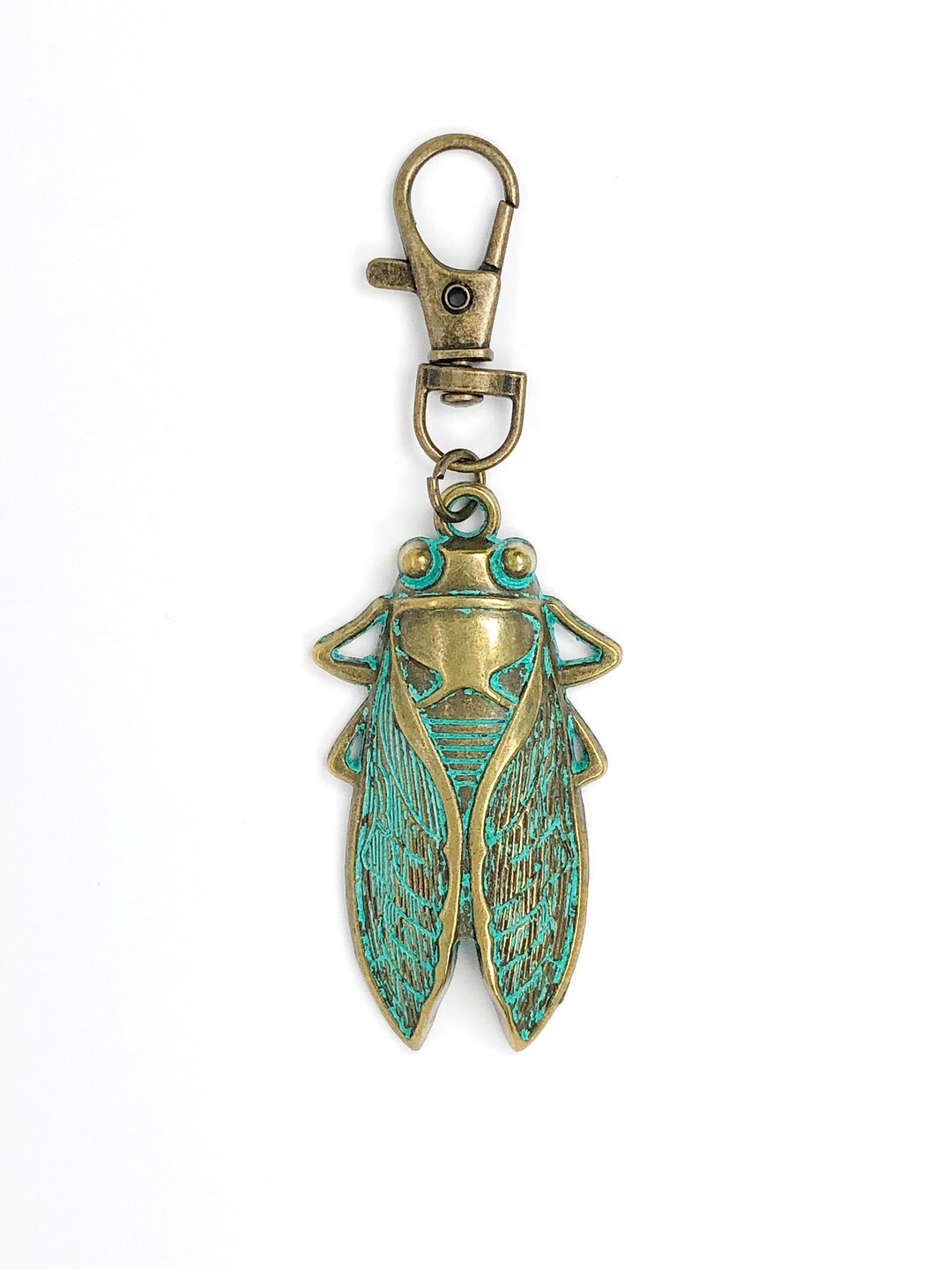 Cicada Keychain: Vintage Brass Insect Bag Charm, Nature Inspired Bug ...