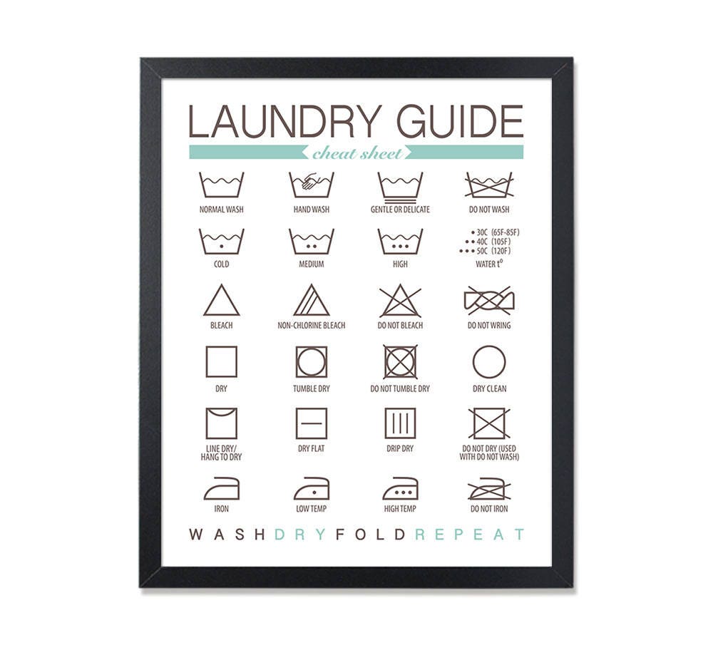 Printable Laundry guide for Laundry Room decor 8x10 11x14 | Etsy