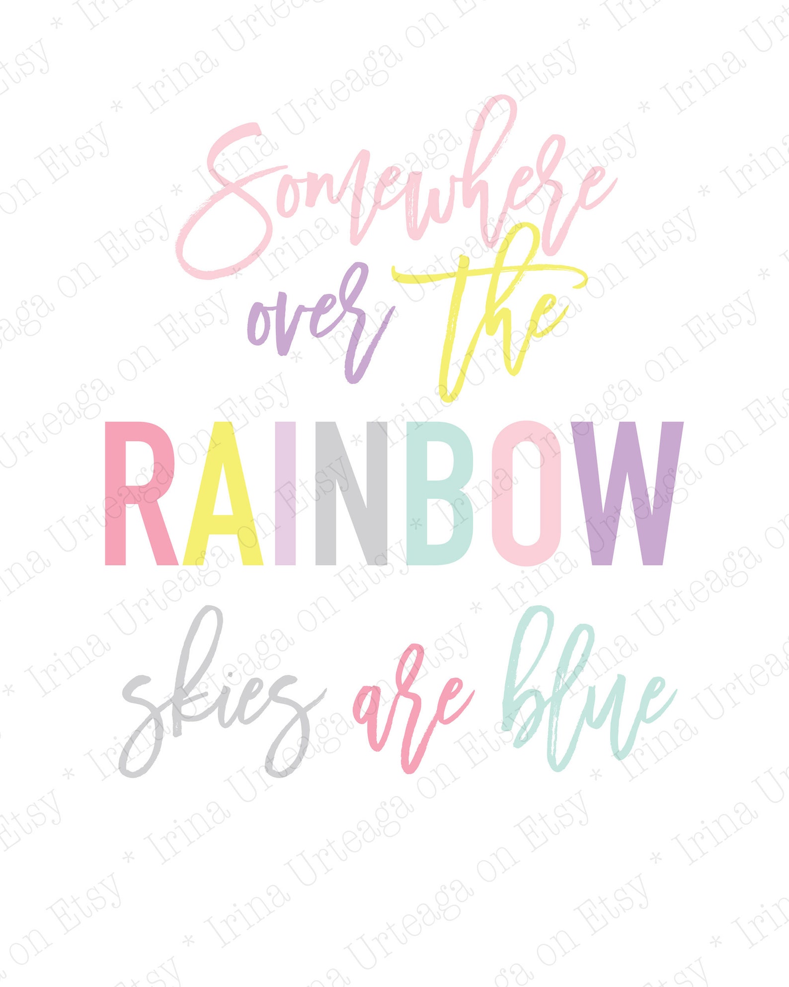 Somewhere Over the Rainbow PRINTABLE Art Set of 2 8x10 11x14 - Etsy UK