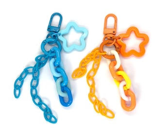 Y2K Bag Charm Keychain, Colorful Purse Charm, Aesthetic Star Bag Accessory, Cute Backpack Charm, Trendy Chain Keychain