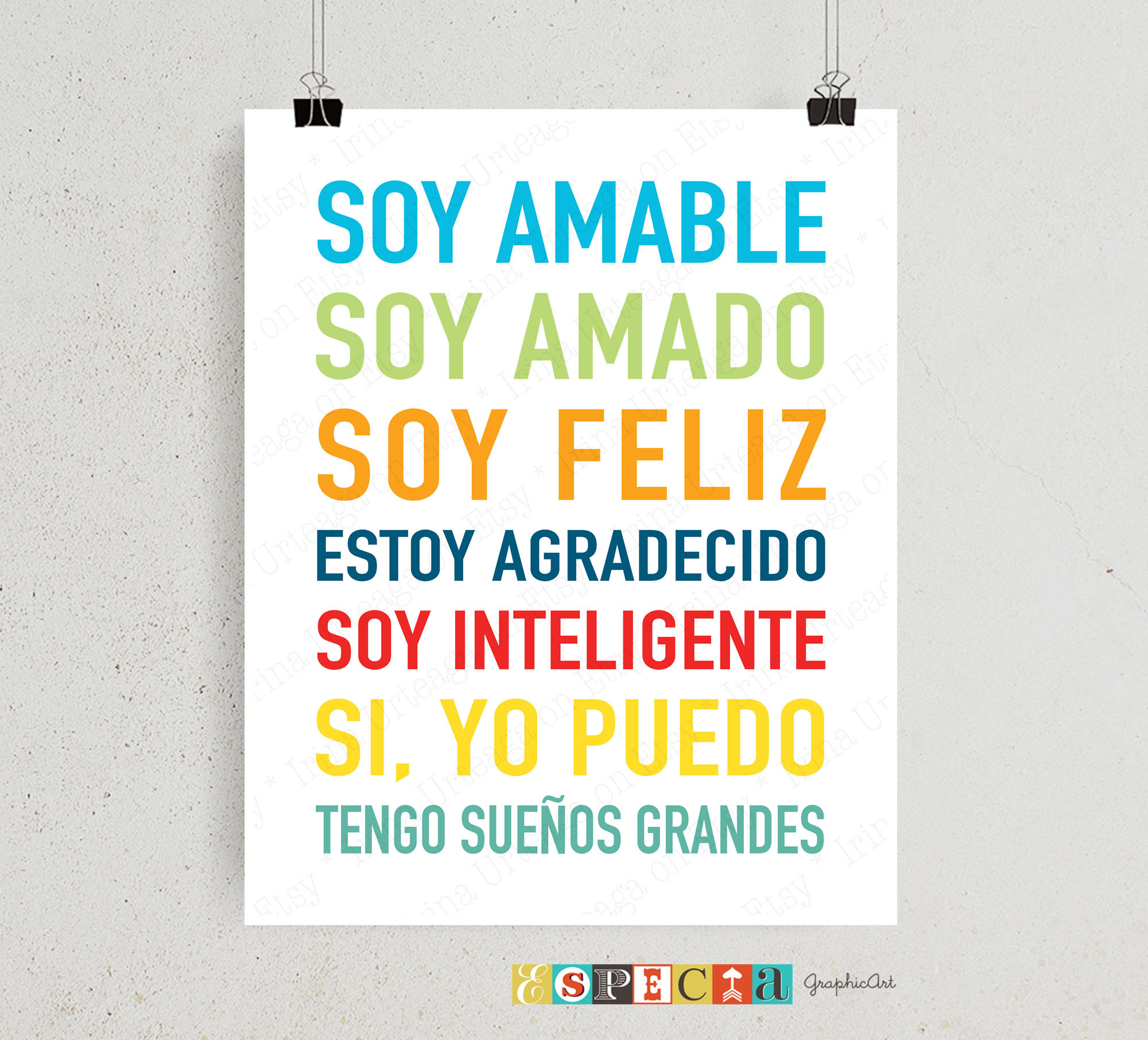 Affirmation Wall Art in Spanish PRINTABLE Positive Words for Etsy UK