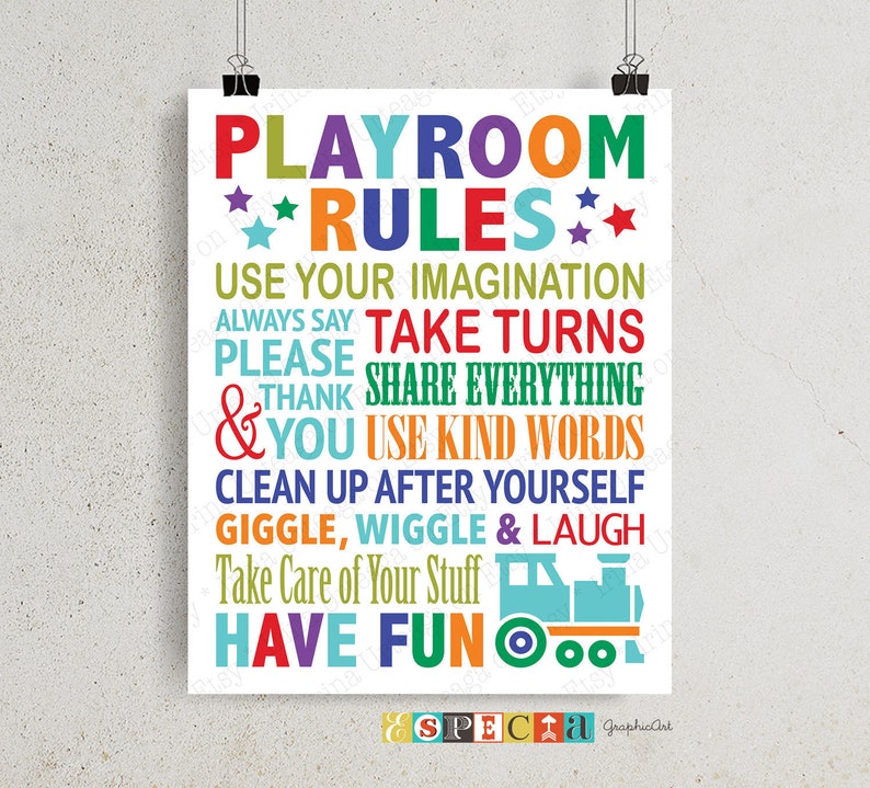 Playroom Rules PRINTABLE wall art 8x10 11x14 16x20 Digital Etsy