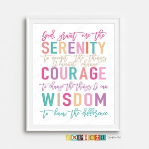 Serenity Prayer Printable Wall Art, God Grant Me the Serenity Courage ...