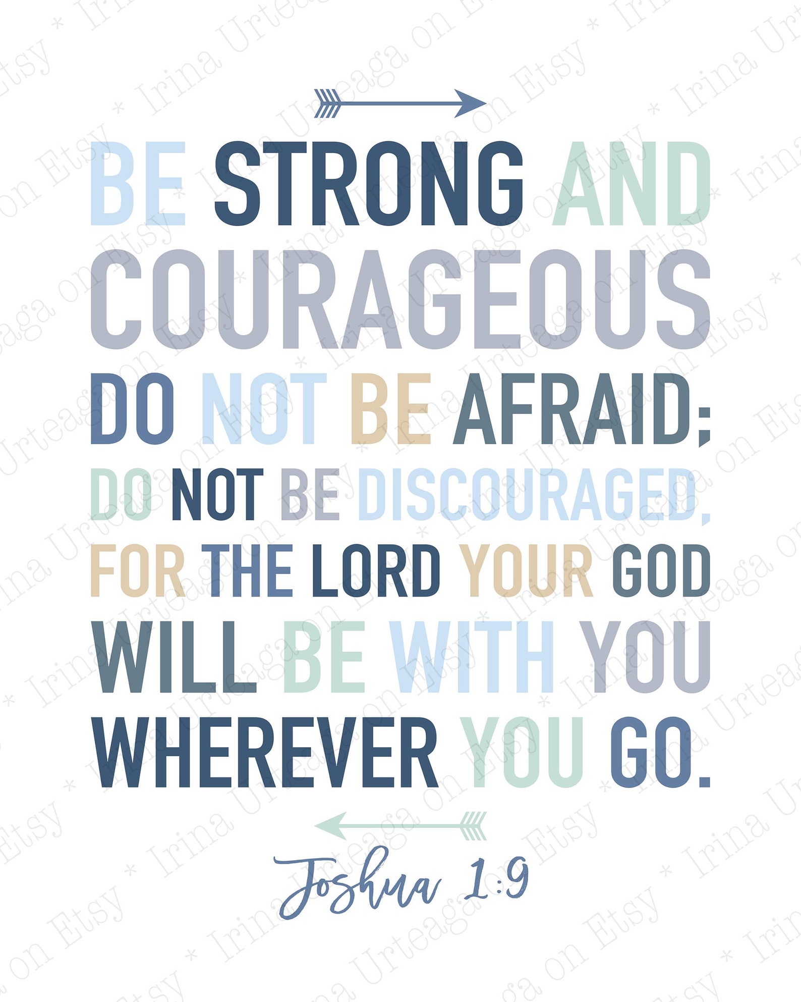 Joshua 1 9 wall art Printable sign for DIY boy nursery or - Etsy Polska