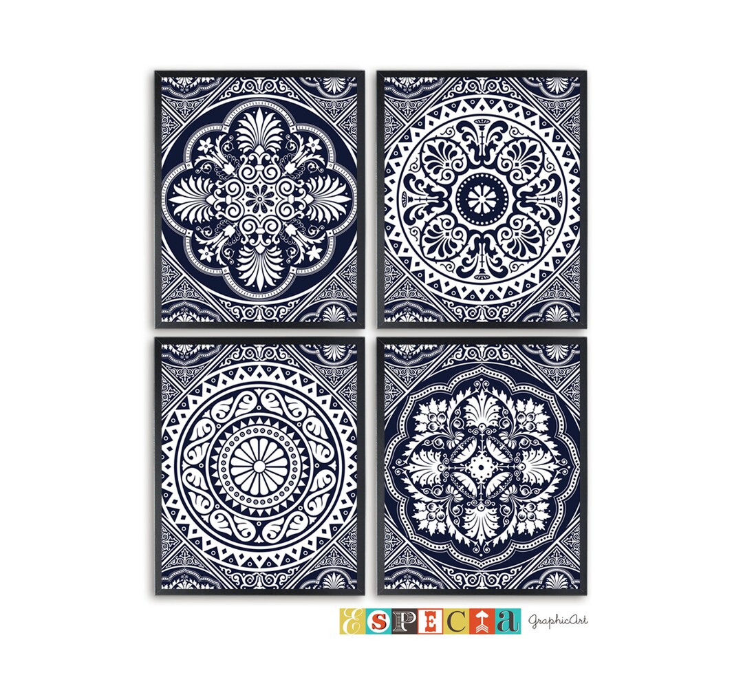 Digital Download Mosaic Tile Wall Art Prints, PRINTABLE Set of 4 8x10 ...