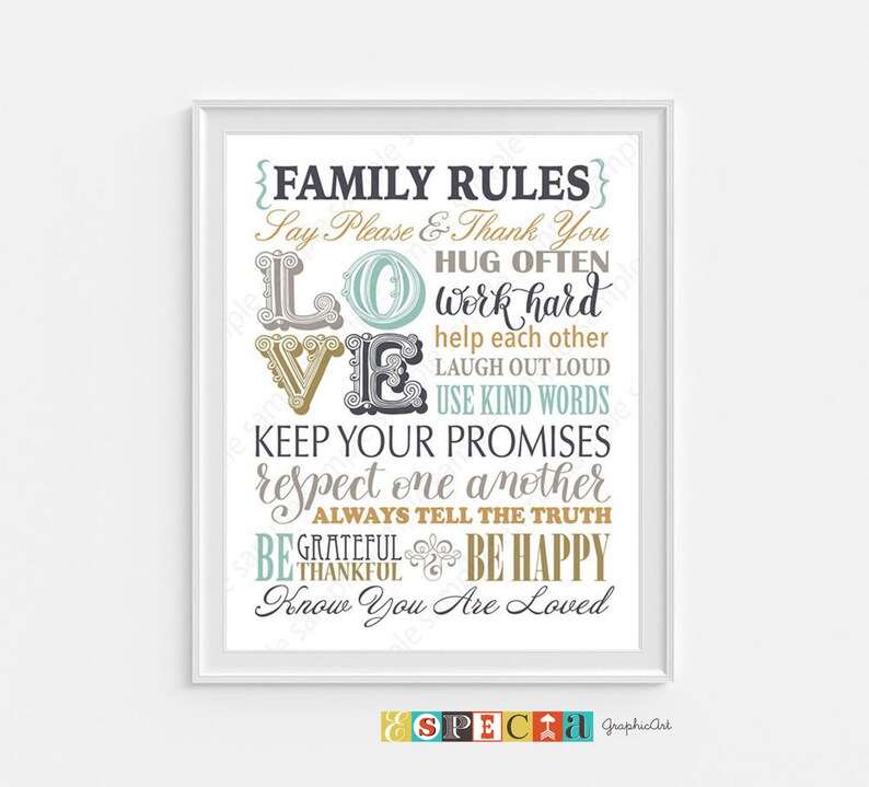 Family Rules Wall Art Printable House Rules Poster Digital Etsy