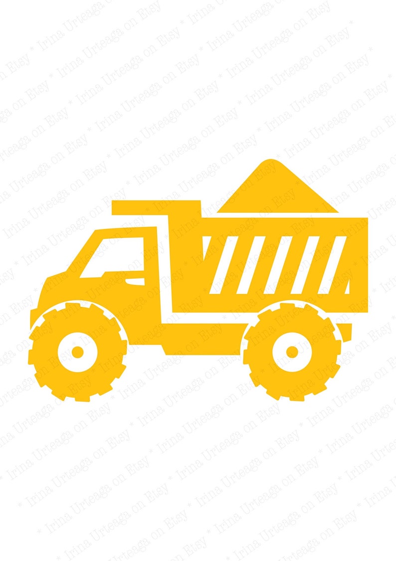May include: A yellow toy dump truck with a white cab and a white bed. The truck is filled with yellow sand and has white stripes on the bed. The truck has large yellow wheels with white centres.