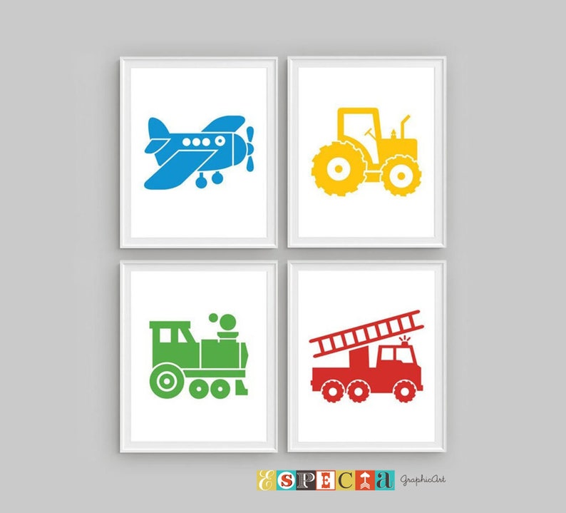 PRINTABLE Transportation Art Set of 4 8x10 Prints Boys Room Etsy