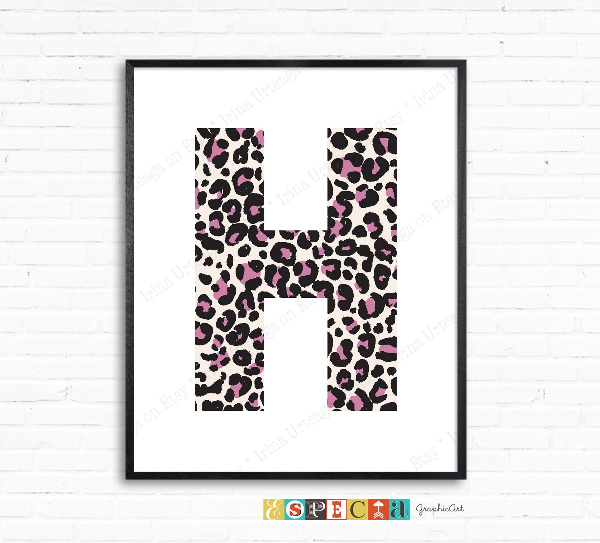 Leopard Initial Print, Letter H Poster, Printable Wall Art for DIY Girl ...
