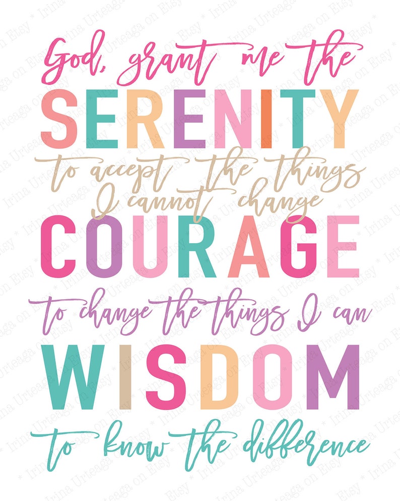 Serenity Prayer Printable Wall Art God Grant Me the Serenity - Etsy