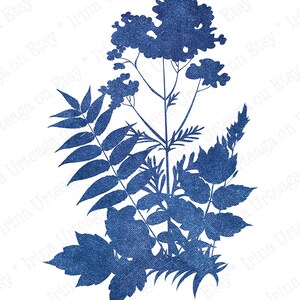 Navy Blue Botanical Prints Set of 2 Printable Wall Art, Indigo Leaves ...
