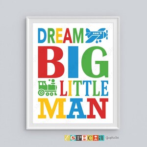 Dream Big Little Man Printable Wall Art for DIY Toddler Boy Bedroom or ...
