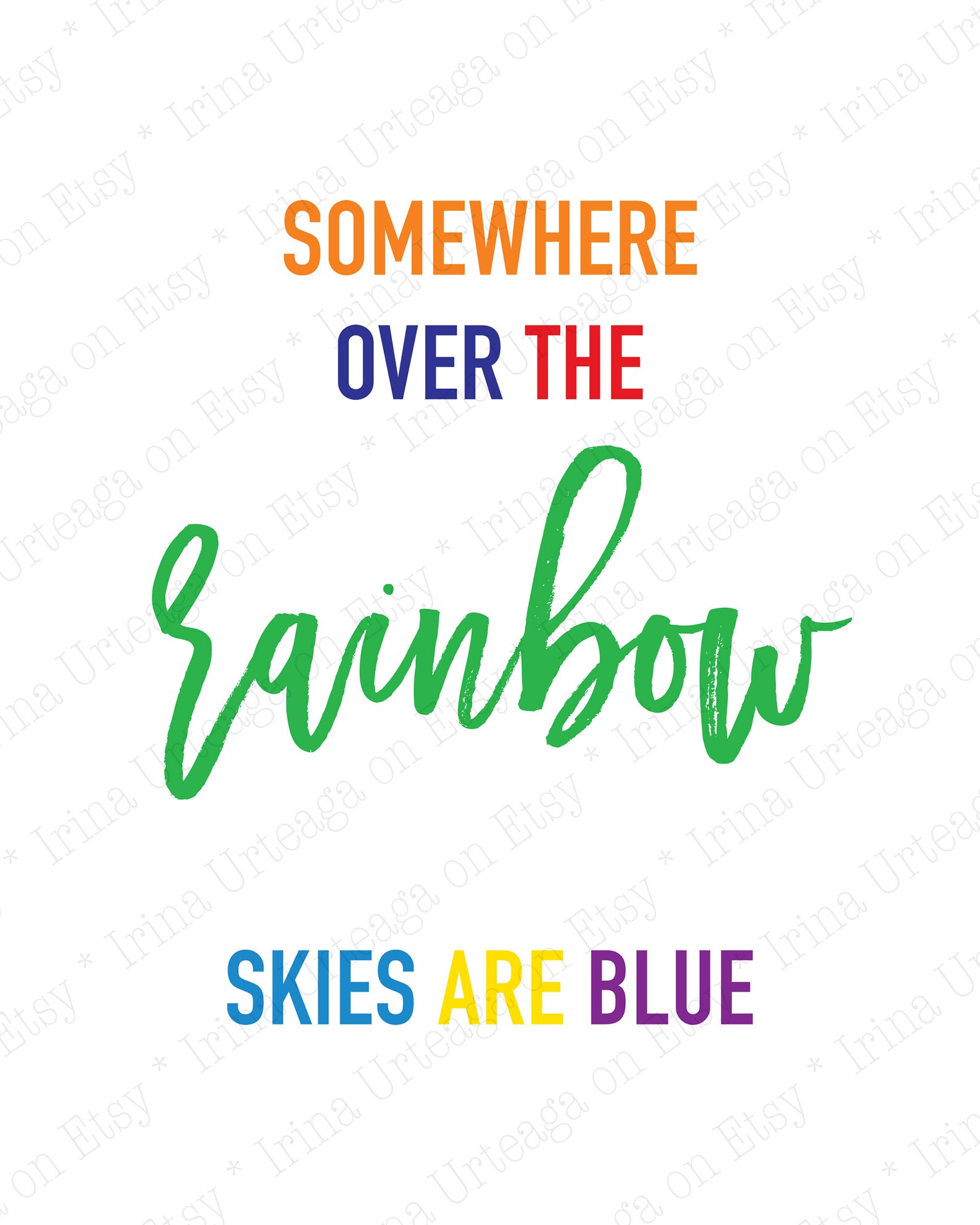 Somewhere Over the Rainbow PRINTABLE Wall Art Set of 2 8x10 | Etsy