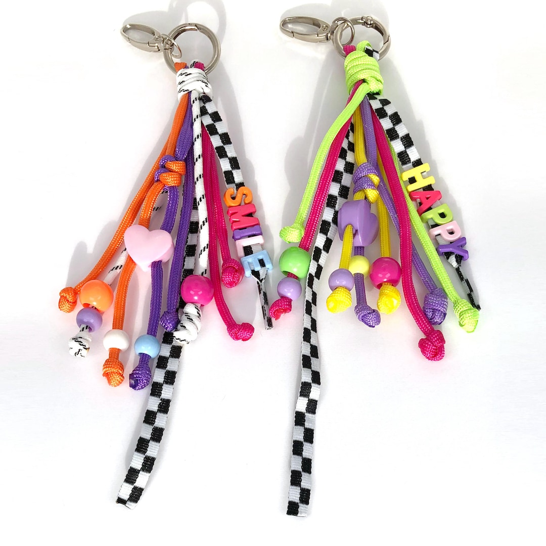 Keychain Y2k Rope Rope Bag Charm Paracord Keychain: Colorful Y2K Beaded Rope Tassels ...