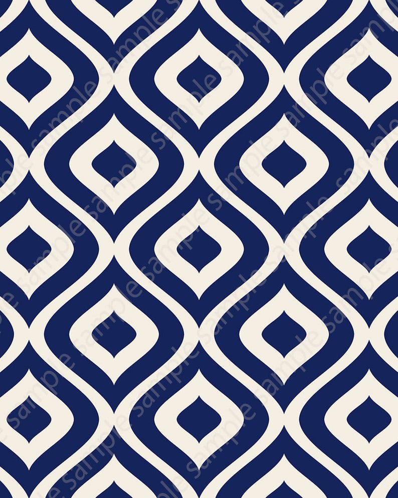 Dark Blue Wall Art Printable Geometric Prints Set of 4 8x10 Etsy