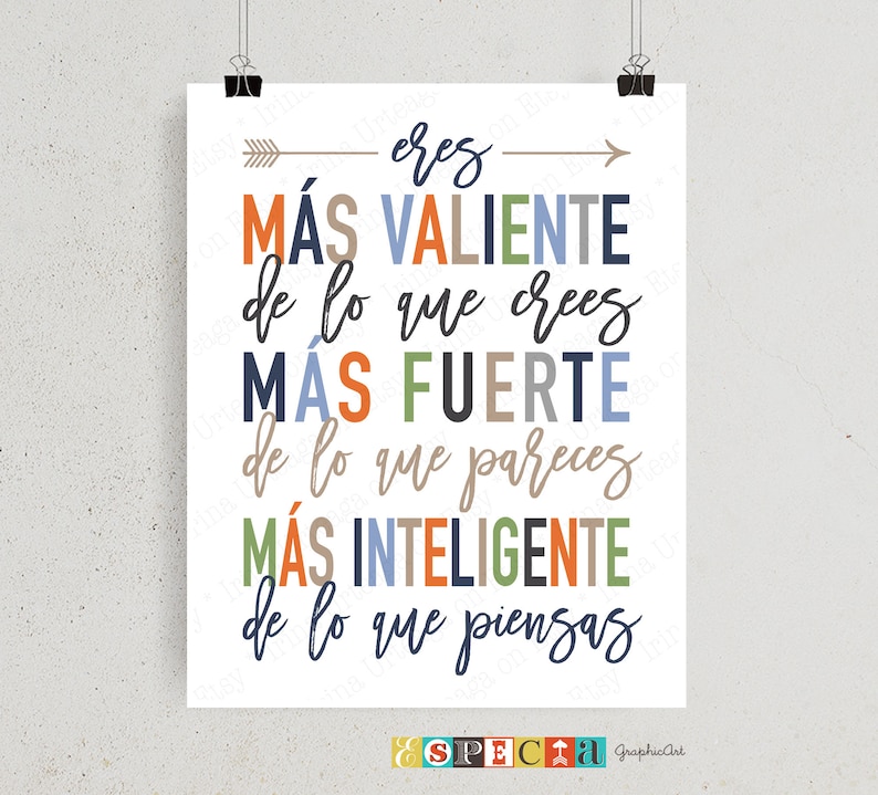 Citation espagnole affiche imprimable pour diy enfants