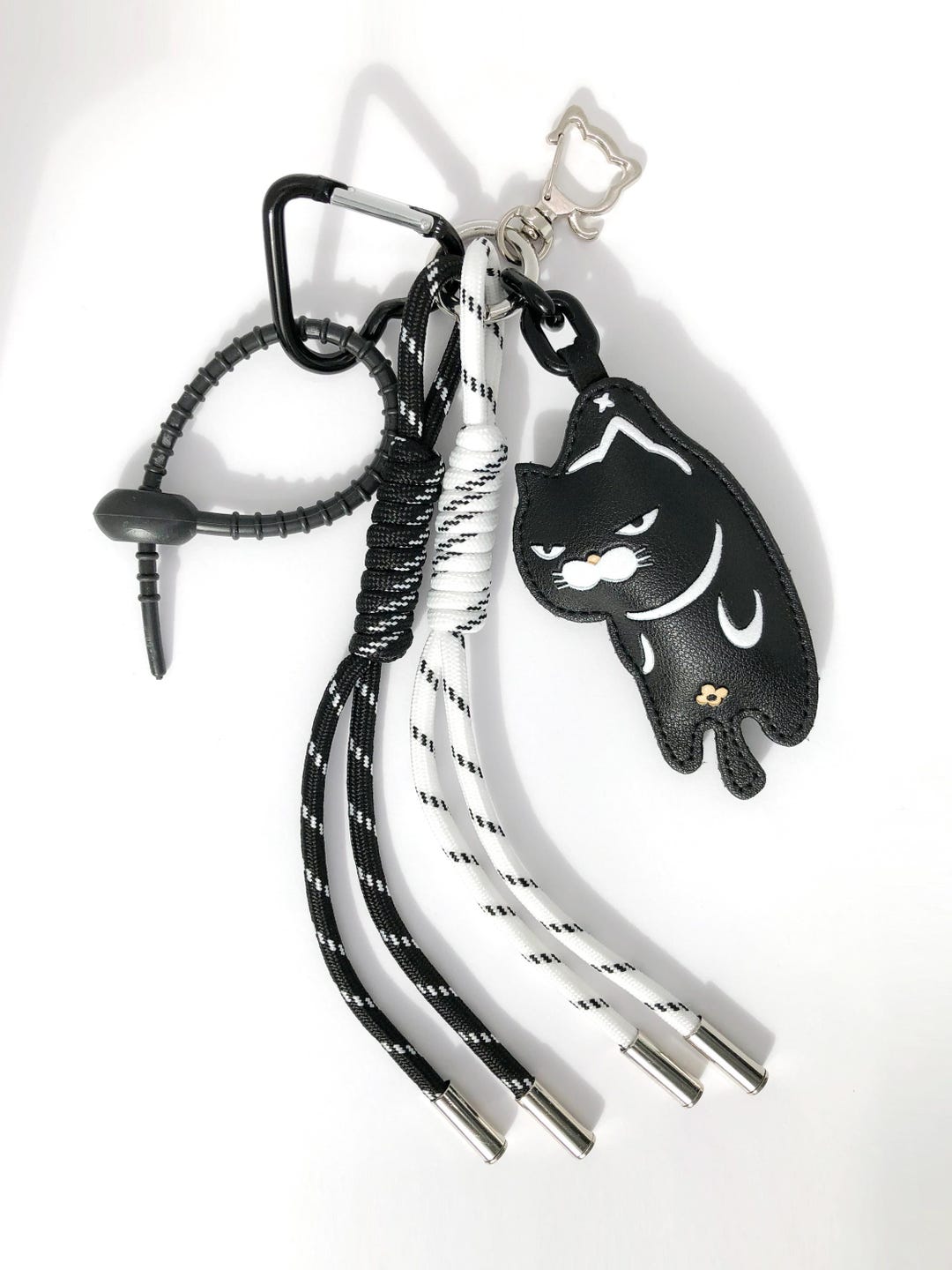Black Cat Bag Charm: Paracord Keychain, Rope Handbag Charms, Kawaii ...