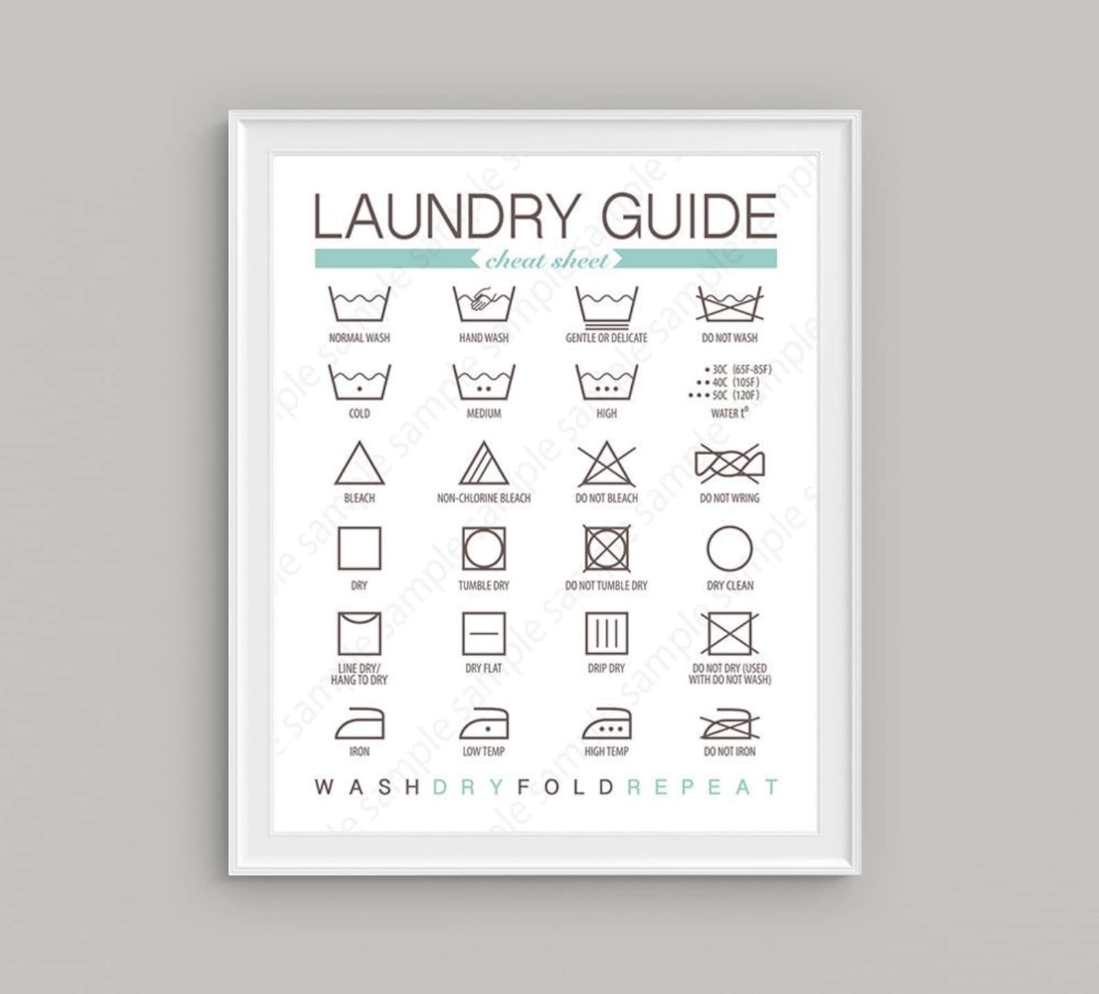 Printable Laundry Guide for Laundry Room Decor 8x10 11x14 Etsy UK