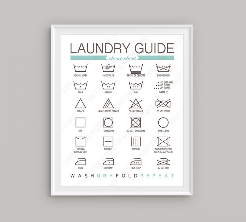 Printable Laundry Guide for Laundry Room Decor, 8x10 11x14 11x17 ...