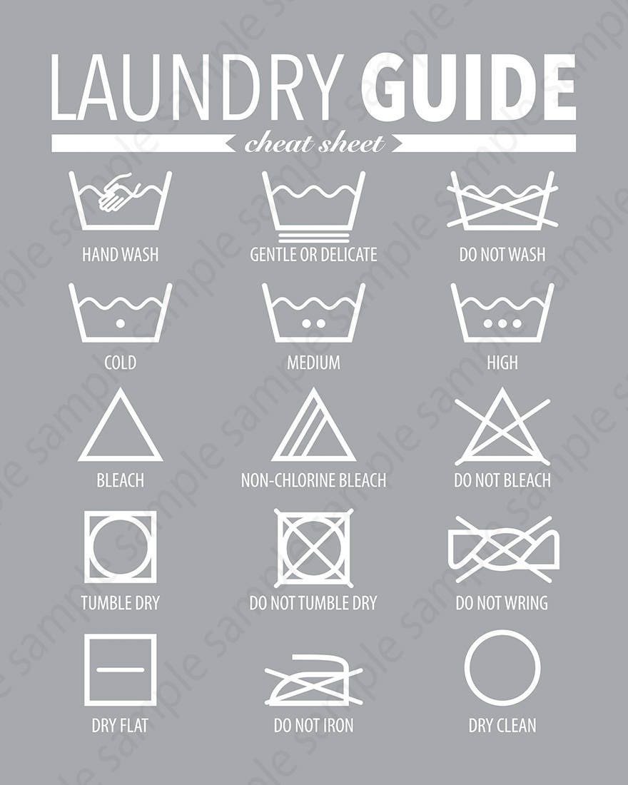 Laundry Room Wall Art Printable Washing Symbols Decor | Etsy