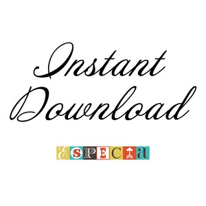 May include: White background with the words "Instant Download" in elegant black script. Below the text is a colorful rectangular logo with the word "ESPECA" in various fonts and colors.