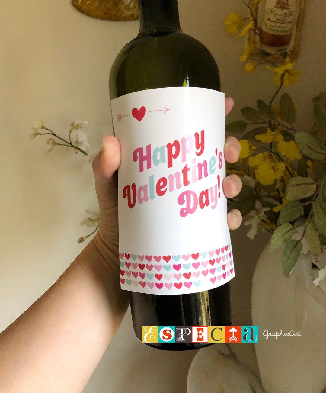 Happy Valentines Day Printable Wine Label DIY Wine Gifts for - Etsy